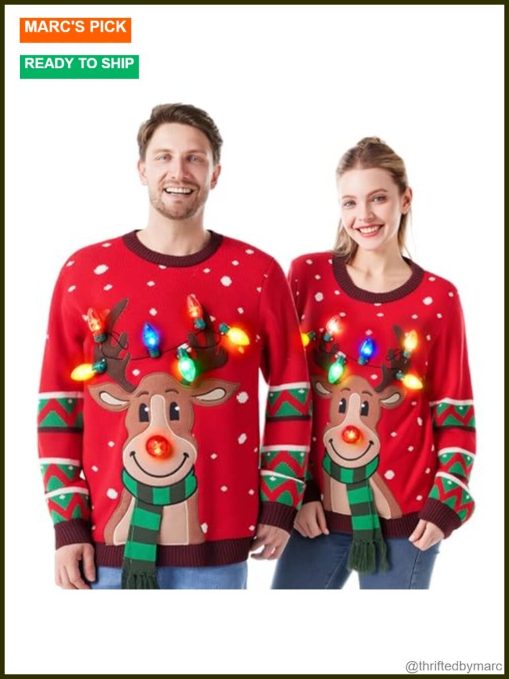 Ugly Christmas Sweater LED Light Up Unisex Holiday Party